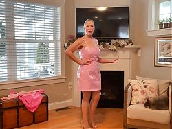 GILF DANIELLE DUBONNET TRYING ON PINK DRESS IN FRONT OF 5 YOUNGER BBC MEN