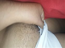 massaging my wifes fat hairy pussy