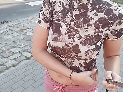 shows her tits in public in the city